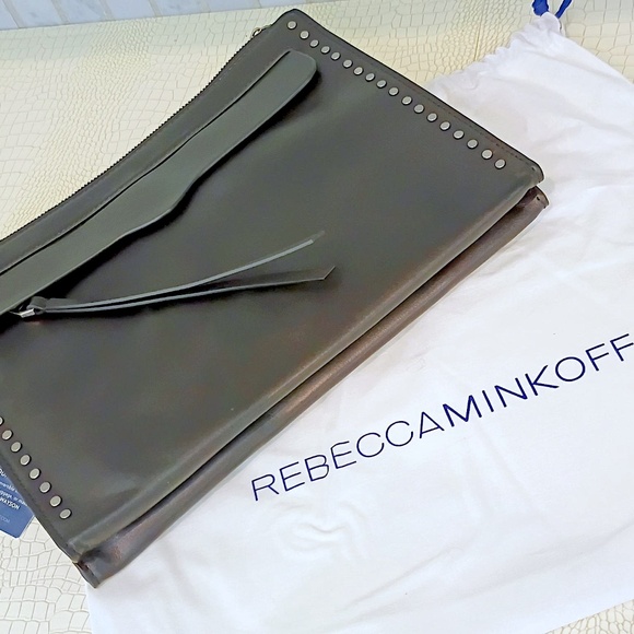 (Sold Out) Brand New Rebecca Minkoff Fine Leather Clutch Bag/ Studs and Zippers. - Picture 9 of 14